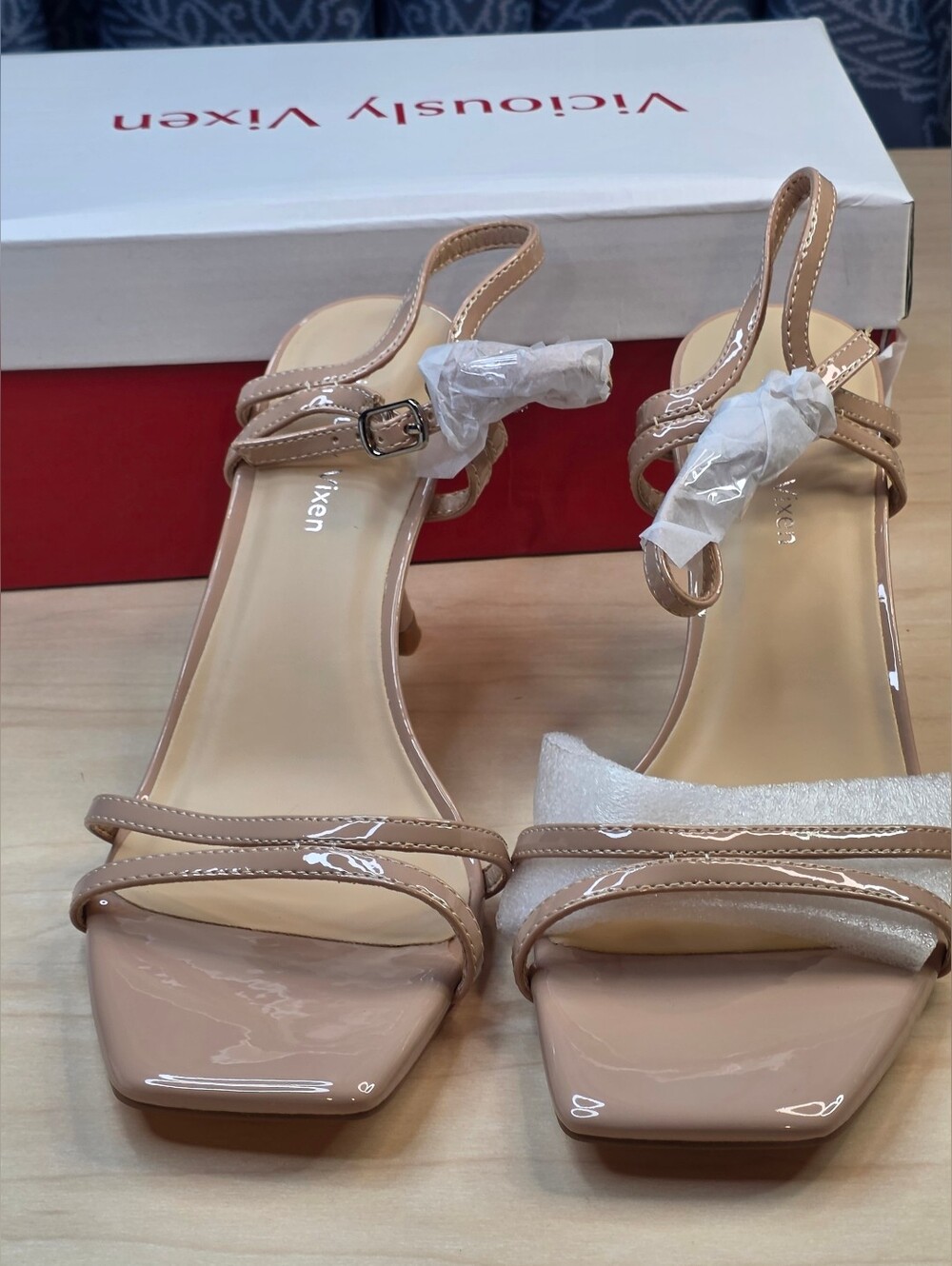 Women's Kitten Heels Strappy Up Sandals Inch Stiletto Heel, Square Open Toe/NIB - Picture 5 of 16